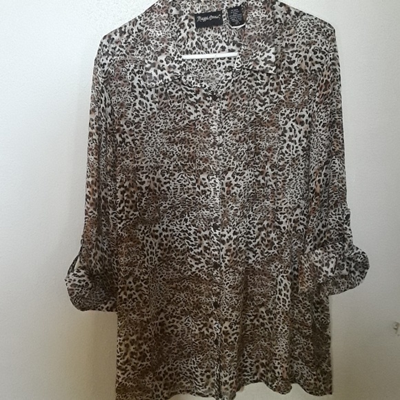 Button up blouse, leopard print - Picture 1 of 1